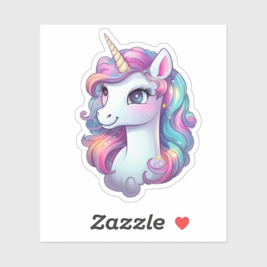 Sticker Illustration de licorne de dessin (Feuille)