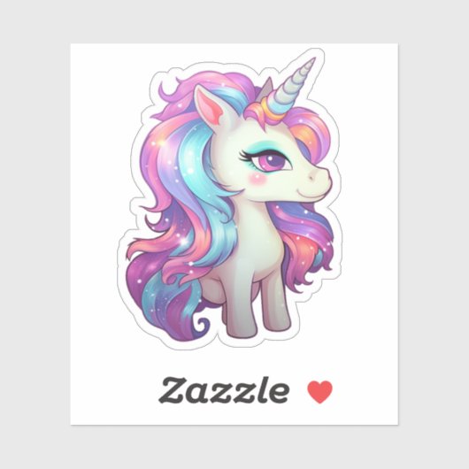 Sticker Illustration de licorne de dessin (Feuille)