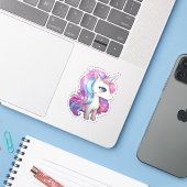 Sticker Illustration de licorne de dessin (Ordinateur portable avec iPhone)