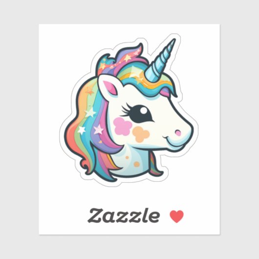 Sticker Illustration de licorne de dessin (Feuille)