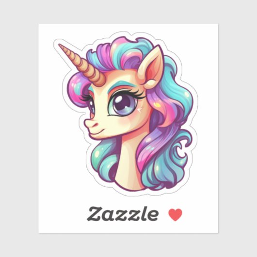 Sticker Illustration de licorne de dessin (Feuille)