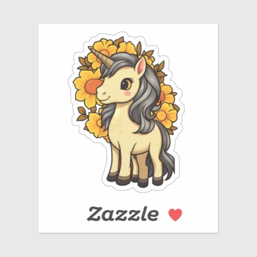 Sticker Illustration de licorne de dessin (Feuille)