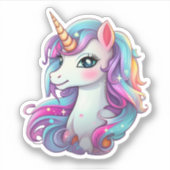 Sticker Illustration de licorne de dessin (Devant)
