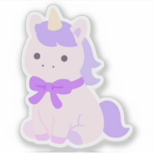 Sticker Illustration de licorne lavande kawaii pastel mign