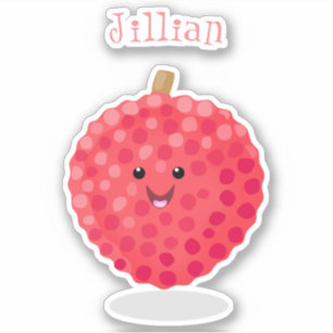 Sticker Illustration de litchee rose mignon