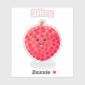 Sticker Illustration de litchee rose mignon (Feuille)