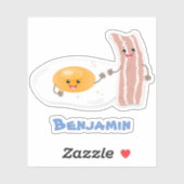Sticker Illustration de l'oeuf de Cute kawaii et du bacon (Feuille)