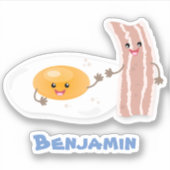 Sticker Illustration de l'oeuf de Cute kawaii et du bacon (Devant)