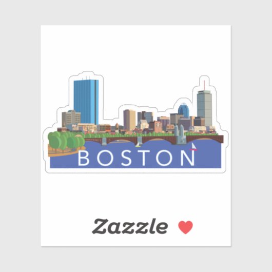 Sticker Illustration de l'ordinateur Back Bay Boston Skyli (Feuille)