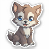 Sticker Illustration de loup de dessin (Recto)