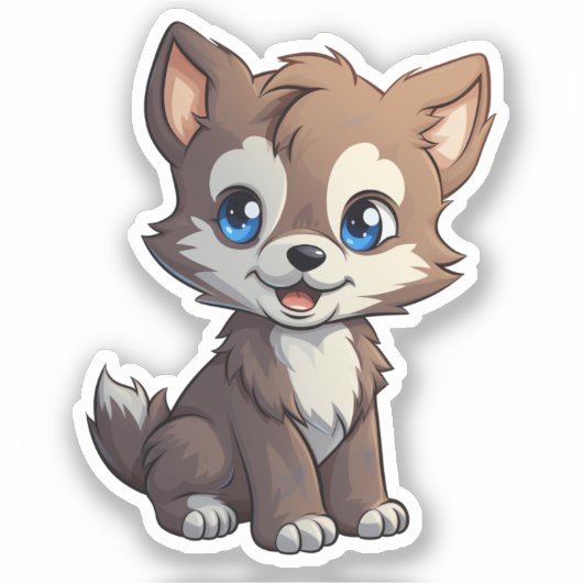 Sticker Illustration de loup de dessin (Recto)