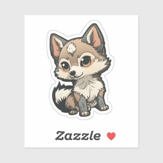 Sticker Illustration de loup de dessin (Feuille)