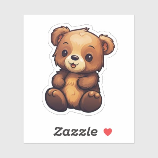 Sticker Illustration de l'ours de dessin (Feuille)