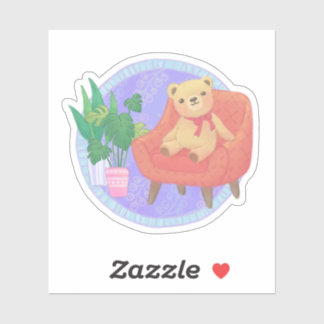 Sticker Illustration de l'ours et du mobilier en peluche