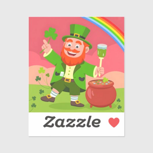 Sticker Illustration de lutin de la Saint-Patrick  (Feuille)