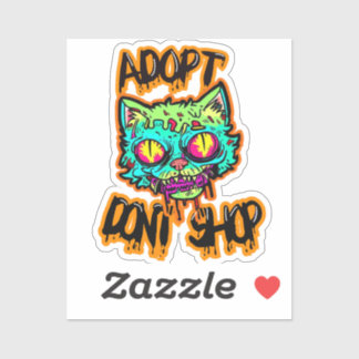 Sticker Illustration de mèmes amusants de chat Zombie
