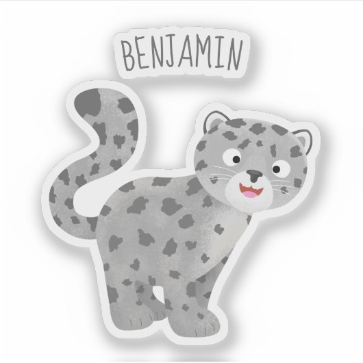 Sticker Illustration de mignon léopard des neiges (Devant)