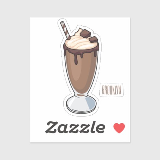 Sticker Illustration de milk-shake au chocolat (Feuille)