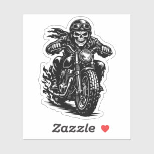 Sticker Illustration de moto de motard squelette vintage