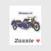 Sticker Illustration de moto pourpre Sidecar (Feuille)