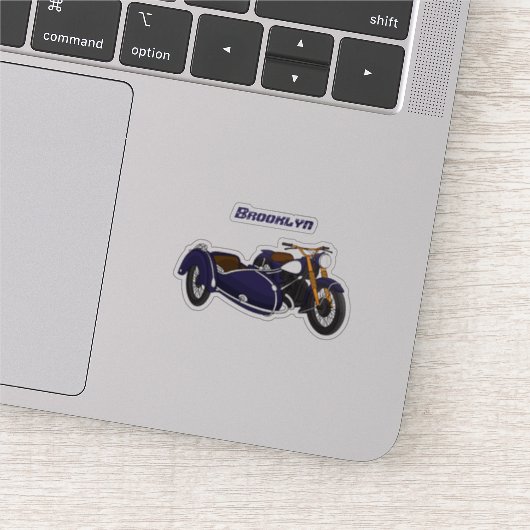 Sticker Illustration de moto pourpre Sidecar (Détail)