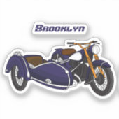 Sticker Illustration de moto pourpre Sidecar (Recto)