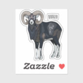 Sticker Illustration de mouflon, mouton (Feuille)