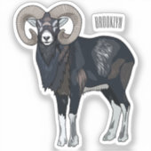 Sticker Illustration de mouflon, mouton (Recto)