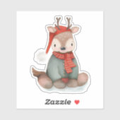 Sticker Illustration de Noël de mignons rennes (Feuille)