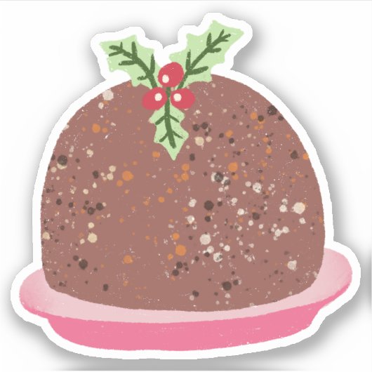 Sticker Illustration de Noël Pudding Holiday Food (Devant)
