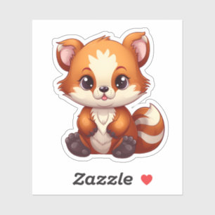 Sticker Illustration de panda rouge caricature