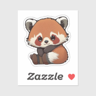 Sticker Illustration de panda rouge caricature