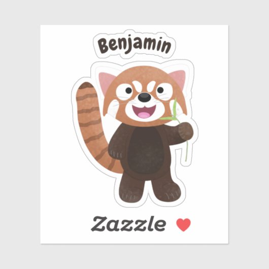 Sticker Illustration de panda rouge mignon (Feuille)