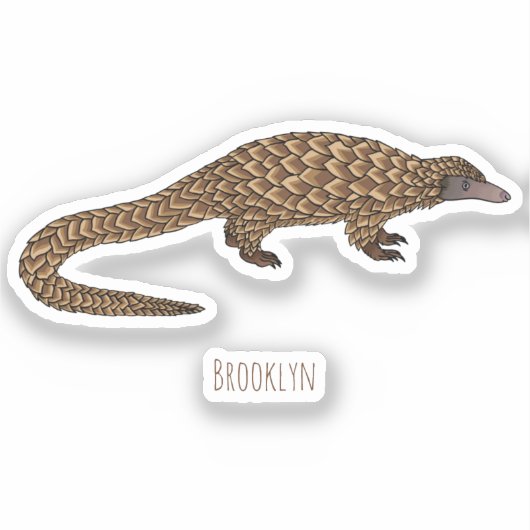 Sticker Illustration de pangolin à queue longue (Recto)