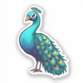 Sticker Illustration de paon de dessin (Recto)