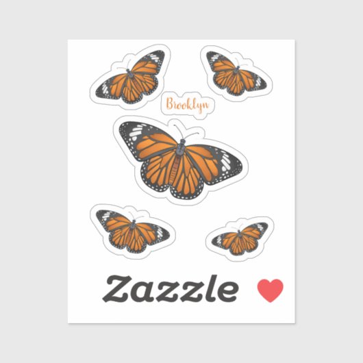 Sticker Illustration de papillon monarque (Feuille)