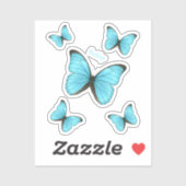 Sticker illustration de papillons Morpho de dessin animé (Feuille)