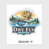 Sticker Illustration de pêche à la mouche de style logo "D (Feuille)