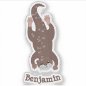 Sticker Illustration de plongée de loutre mignonne (Devant)