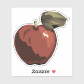 Sticker Illustration de pomme rouge (Feuille)