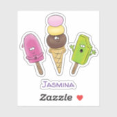 Sticker Illustration de popsicles mignons et de glace (Feuille)