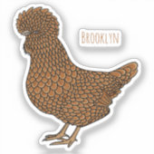 Sticker Illustration de poulet à la polis chamois (Recto)