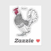 Sticker Illustration de poulet Sebright (Feuille)
