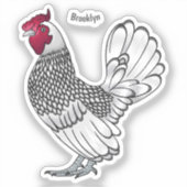 Sticker Illustration de poulet Sebright (Recto)