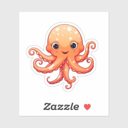 Sticker Illustration de poulpe de dessin (Feuille)