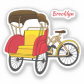 Sticker Illustration de pousse-pousse pédicab (Recto)