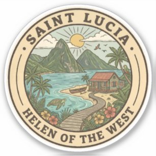 Sticker Illustration de Sainte-Lucie Badge d'art de voyage