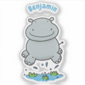 Sticker Illustration de saut en hippo mignon (Devant)