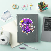 Sticker Illustration de sorcière de chat Kitty volante (Couverture iPad)