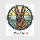 Sticker Illustration de style Malinois belge en verre vern (Feuille)